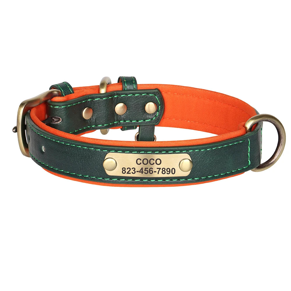 ✨ Personalized Dog Collar & Leash Set – Custom Engraved PU Leather for Small to Large Dogs (Pitbull-Friendly!)