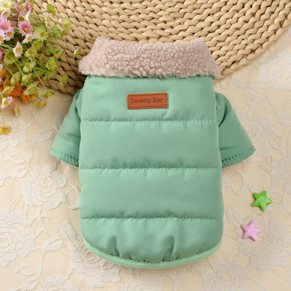 Thick Warm Winter Dog Coat with Fur Collar – Pet Jacket for Chihuahua, Pug, Yorkie, Teddy & More (Small & Medium Dogs, Cats)