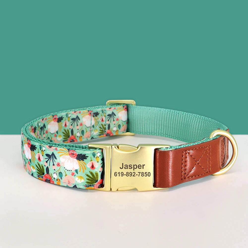 Personalized Dog Collar – Engraved Nylon &amp; PU Leather with Custom ID Tag