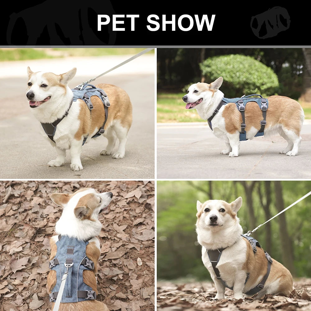 Reflective Dog Harness Adjustable Dog Harnesses Vest With Handle Durable Pet Training Walking Vest for Small Medium Large Dogs