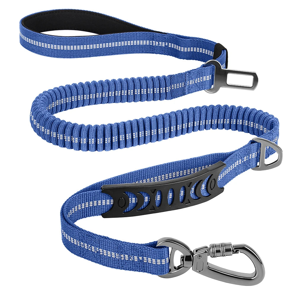 Reflective Dog Leash with Car Seat Belt Clip – Durable Lead for Medium & Large Dogs (Running, Walking, Training)