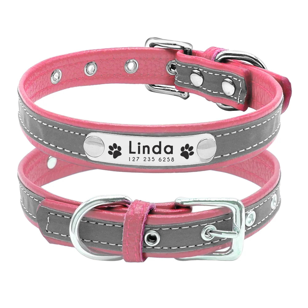 Reflective Personalized Dog Collar with Free Engraving – Adjustable for Small & Medium Pets