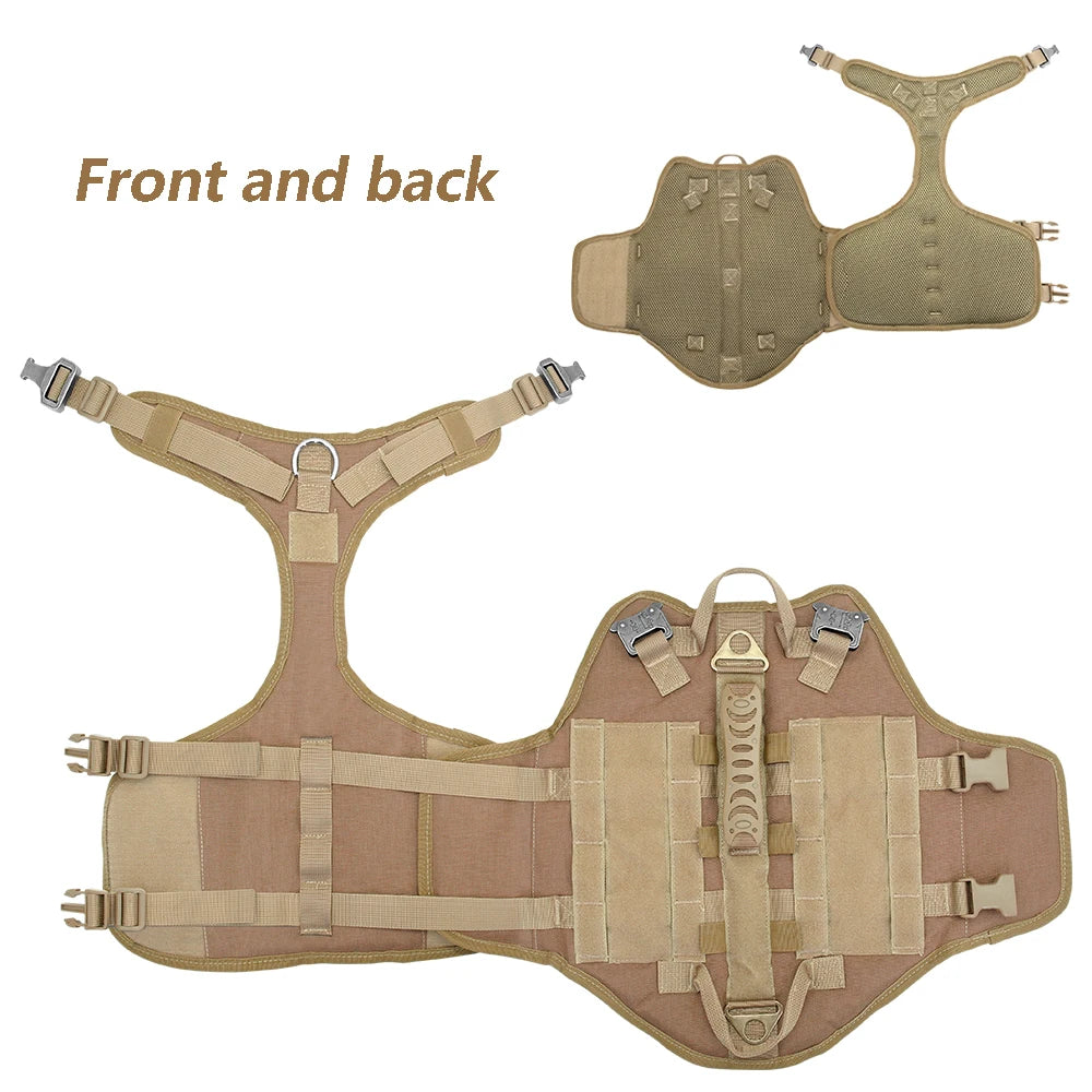 Tactical Dog Harness & Leash Set – Military MOLLE Vest for Large Dogs