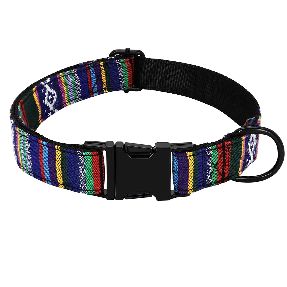 Nylon Dog Collar Colorful Pet Buckle Collar Anti-lost Nameplate ID Tag Adjustable For Small Medium Large Dogs S-L