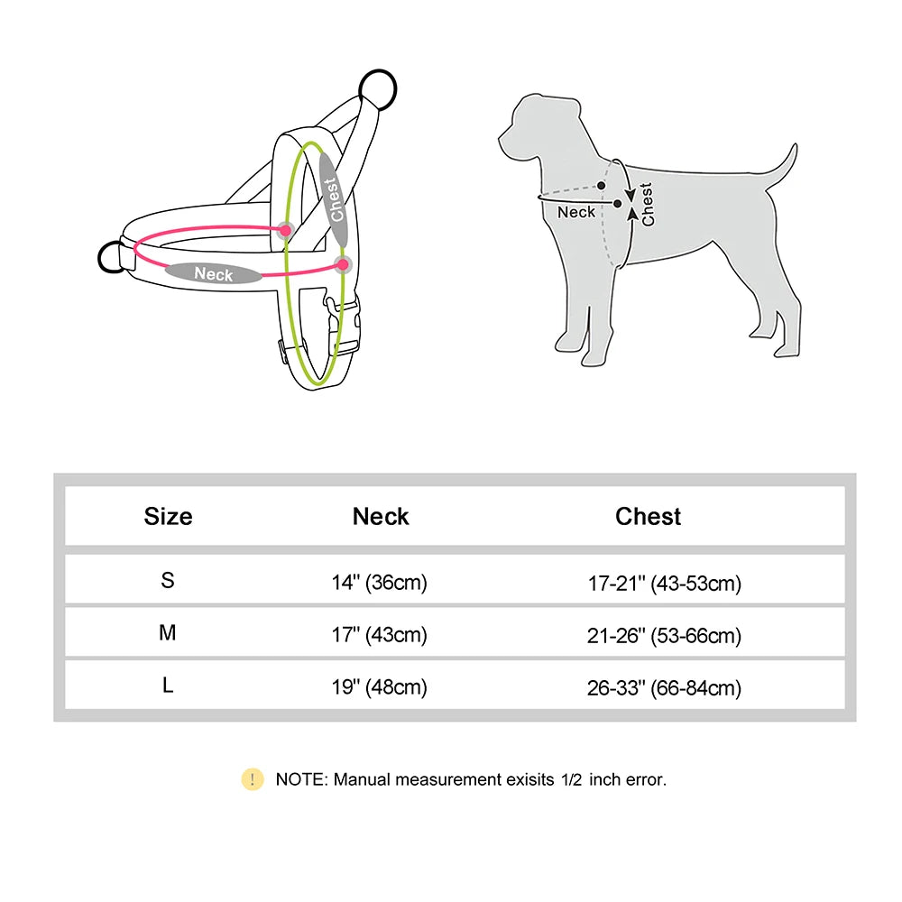 No Pull Nylon Dog Harness Breathable Mesh Pet Harnesses Vest Reflective Strap Harness for Medium Large Dogs Pug Walking Training