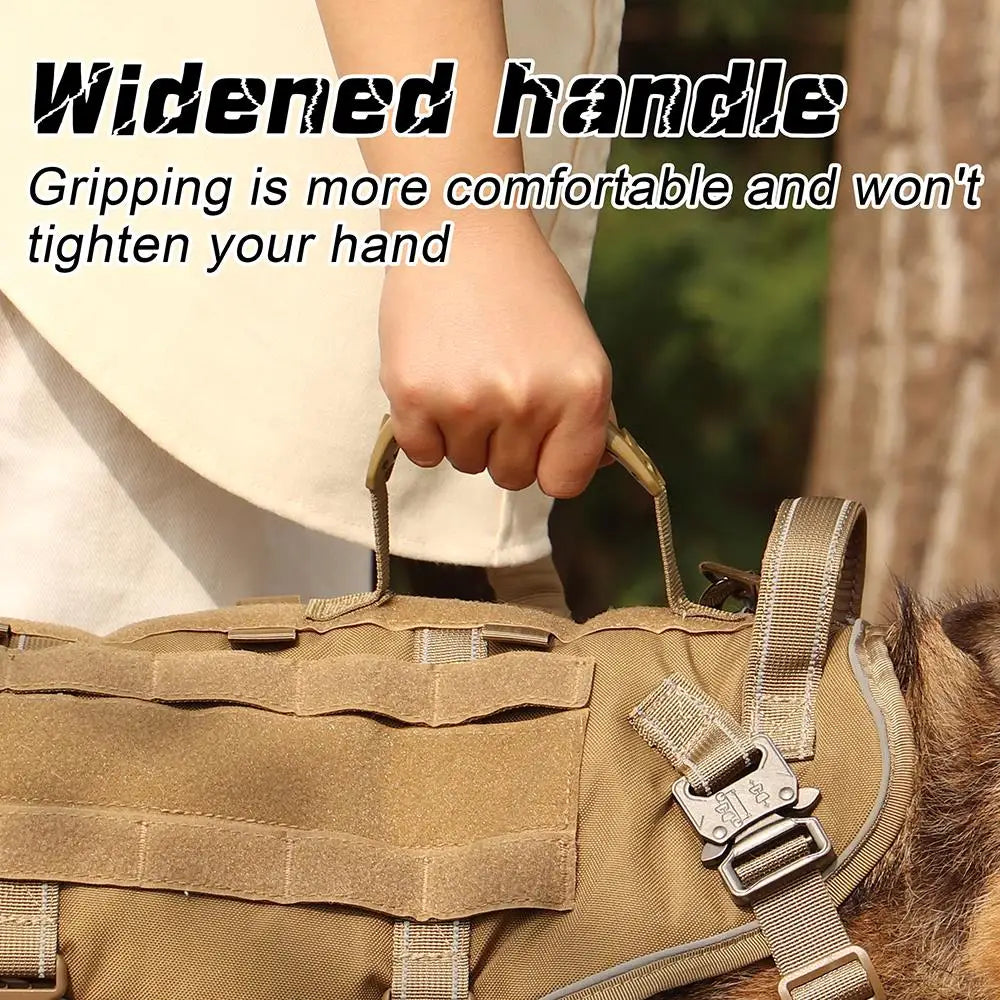 Quick Control Tactical Dog Harness – No Pull Military Training Vest with Handle & Molle System for Medium & Large Dogs