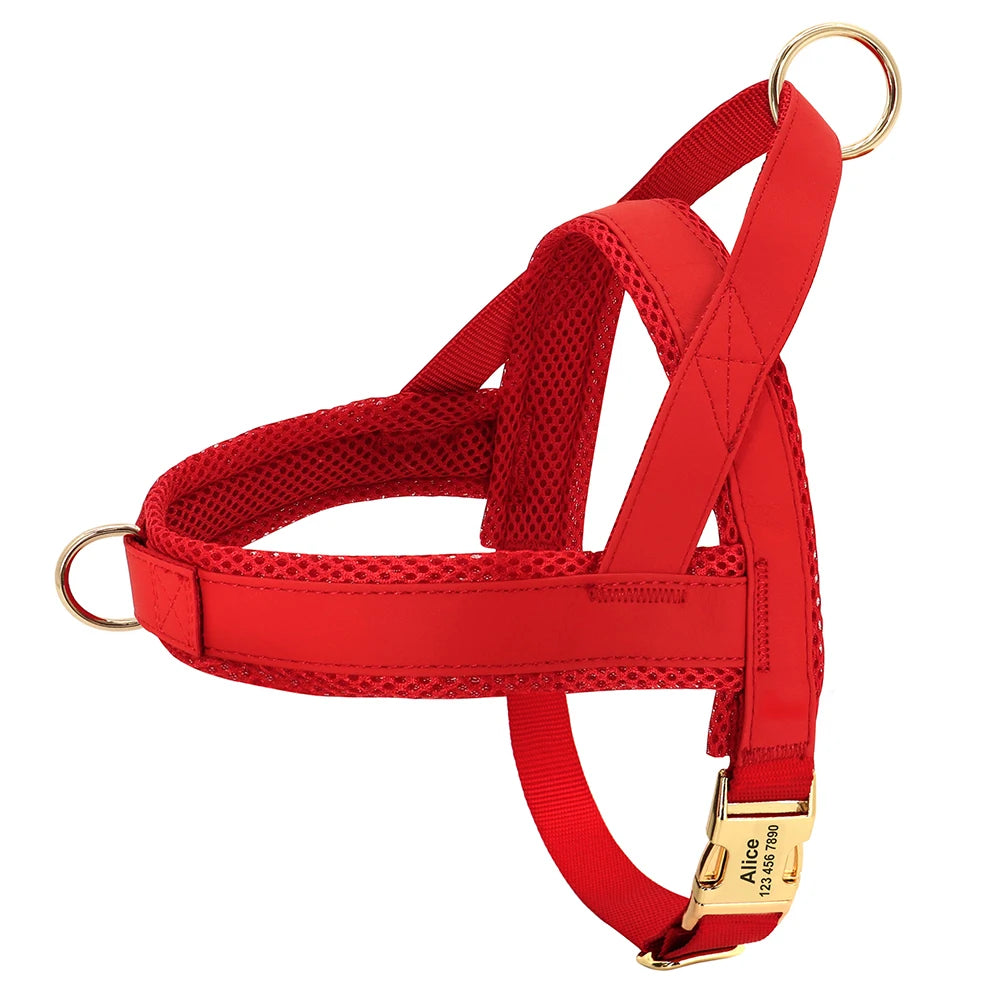 Personalized Nylon Dog Harness – No Pull Adjustable Vest with Free Engraving for Medium & Large Dogs