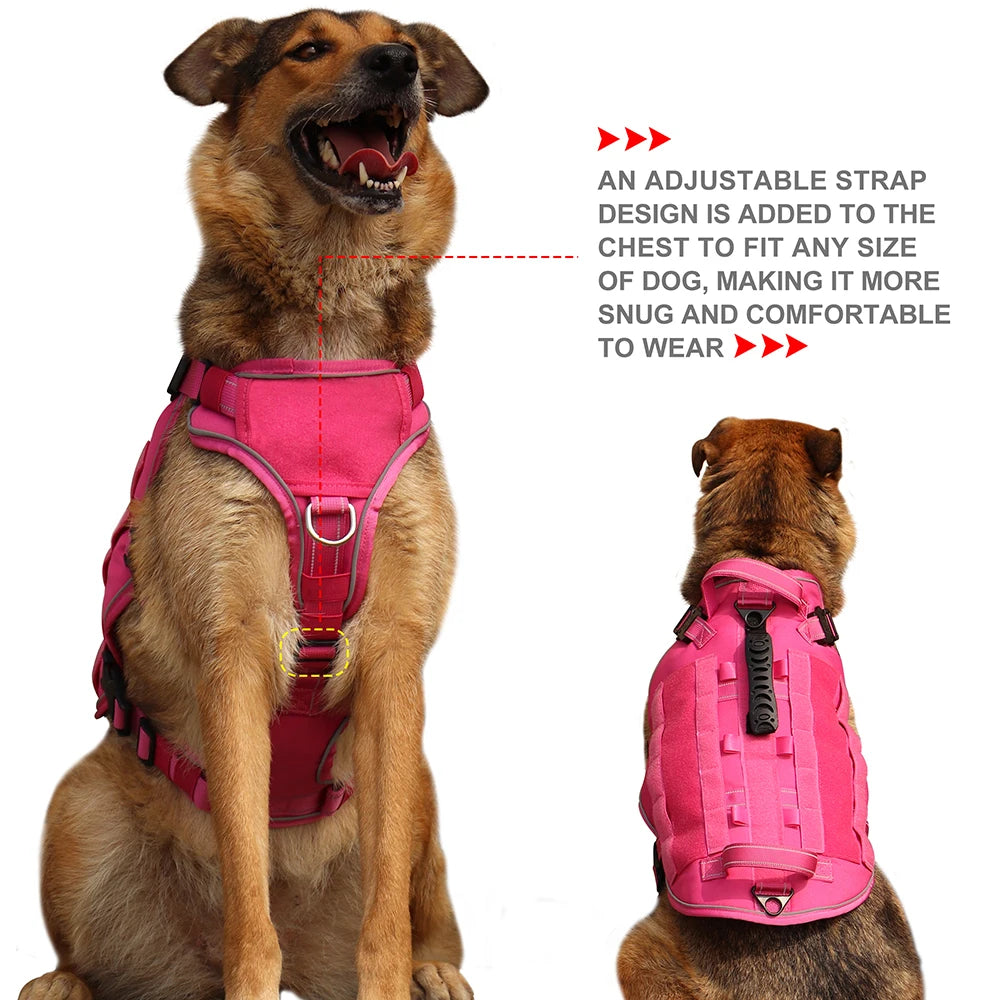Quick Control Tactical Dog Harness – No Pull Military Training Vest with Handle & Molle System for Medium & Large Dogs