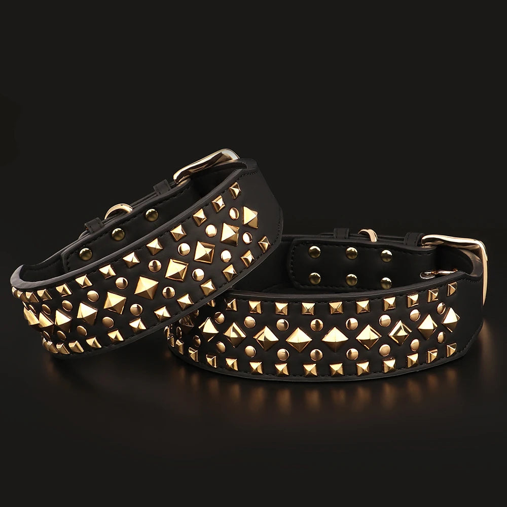 Luxurious Leather Spiked Dog Collar – Adjustable for Medium & Large Dogs