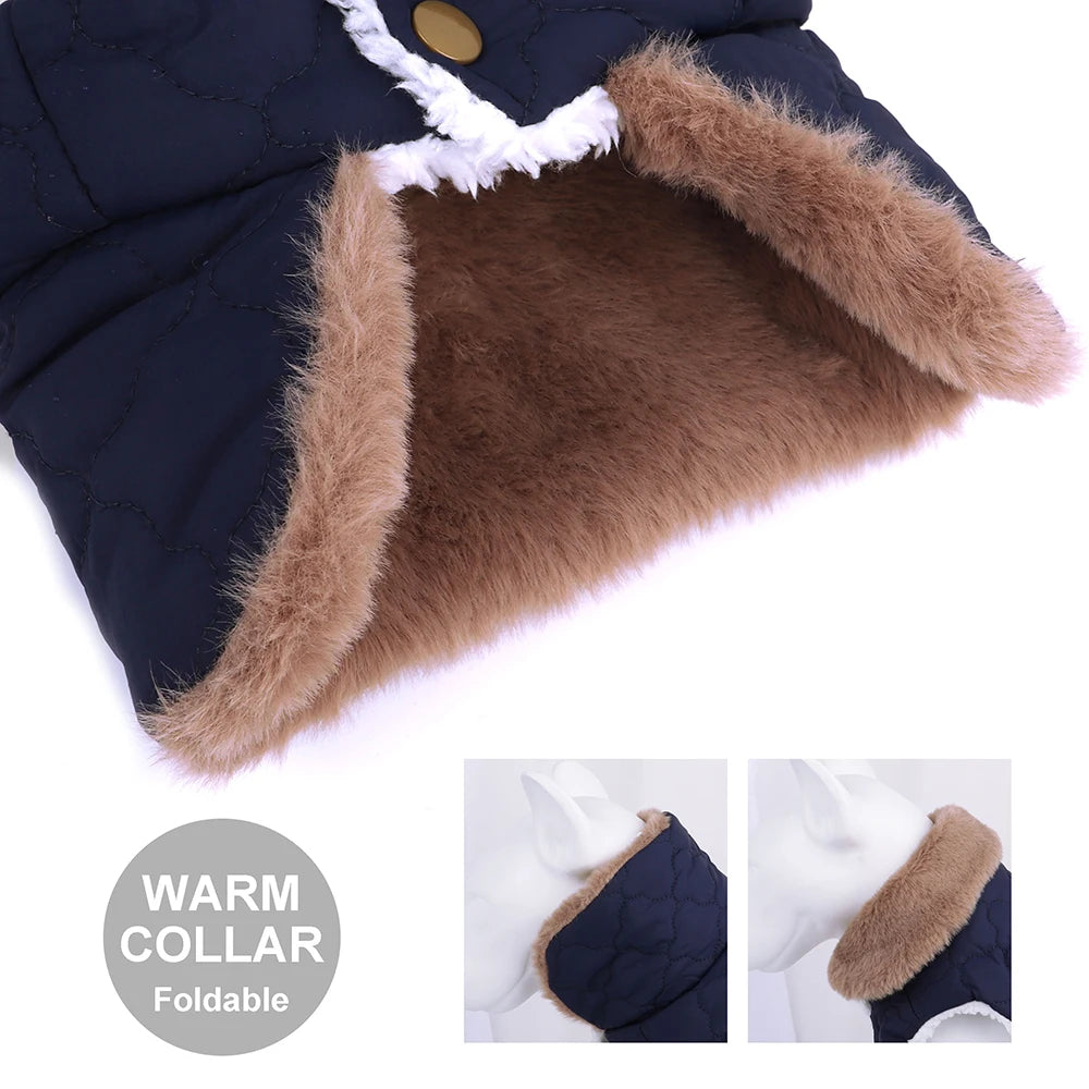 Winter Dog Coat with Fur Collar – Waterproof Warm Jacket for Small & Medium Dogs