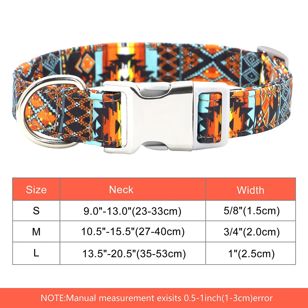 Personalized Nylon Dog Collar with Engraved Nameplate – Custom ID Tag for Small, Medium & Large Dogs