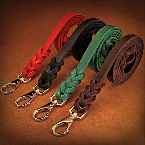 1.5m Real Leather Dog Leash – Strong Genuine Leather Pet Walking Lead Rope for Small, Medium & Large Dogs