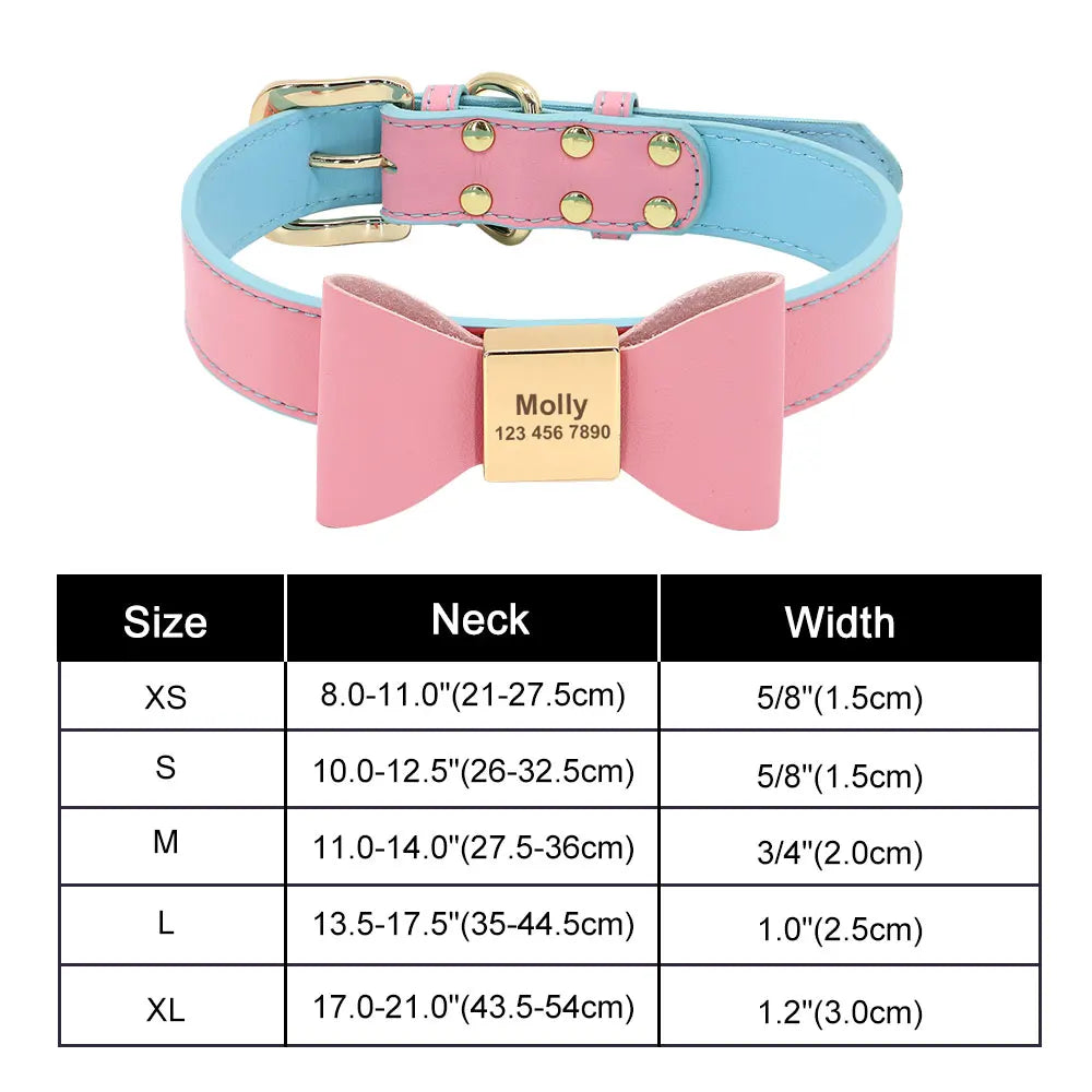 ✨ Personalized Nylon Bowknot Dog Collar – Custom Printed Name Tag for Small & Medium Dogs ✨