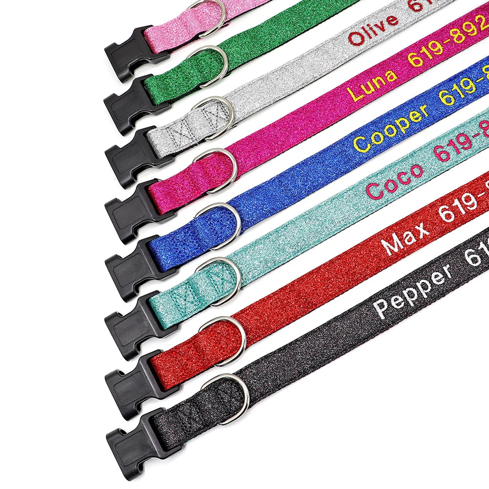 Personalized Embroidered Nylon Dog Collar – Custom Name & Phone ID – For Small, Medium & Large Dogs