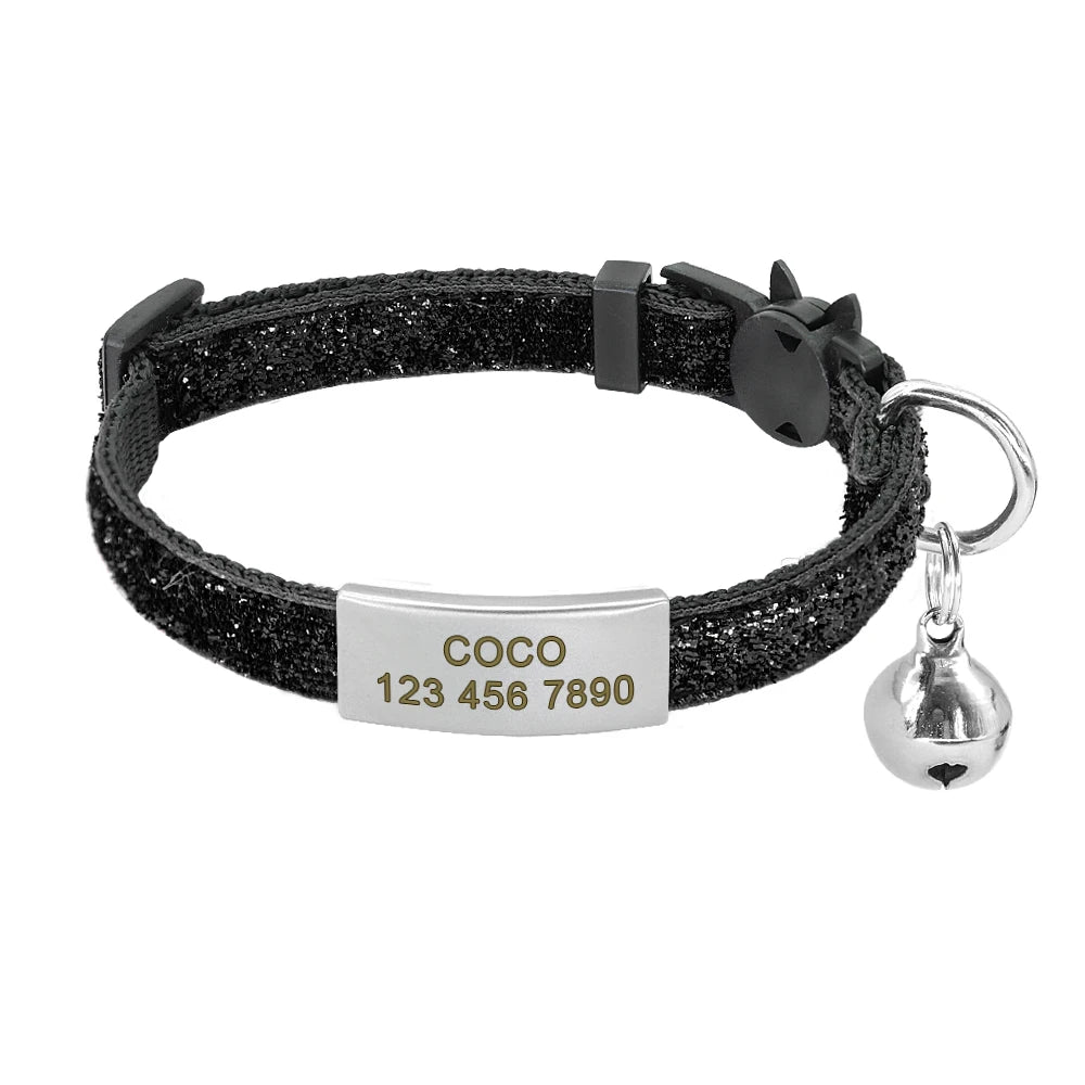 Personalized Cat Collar Free Engraved Pet ID Collars Adjustable Nylon Cat Necklace For Small Dogs Puppy Kitten With Cute Bell