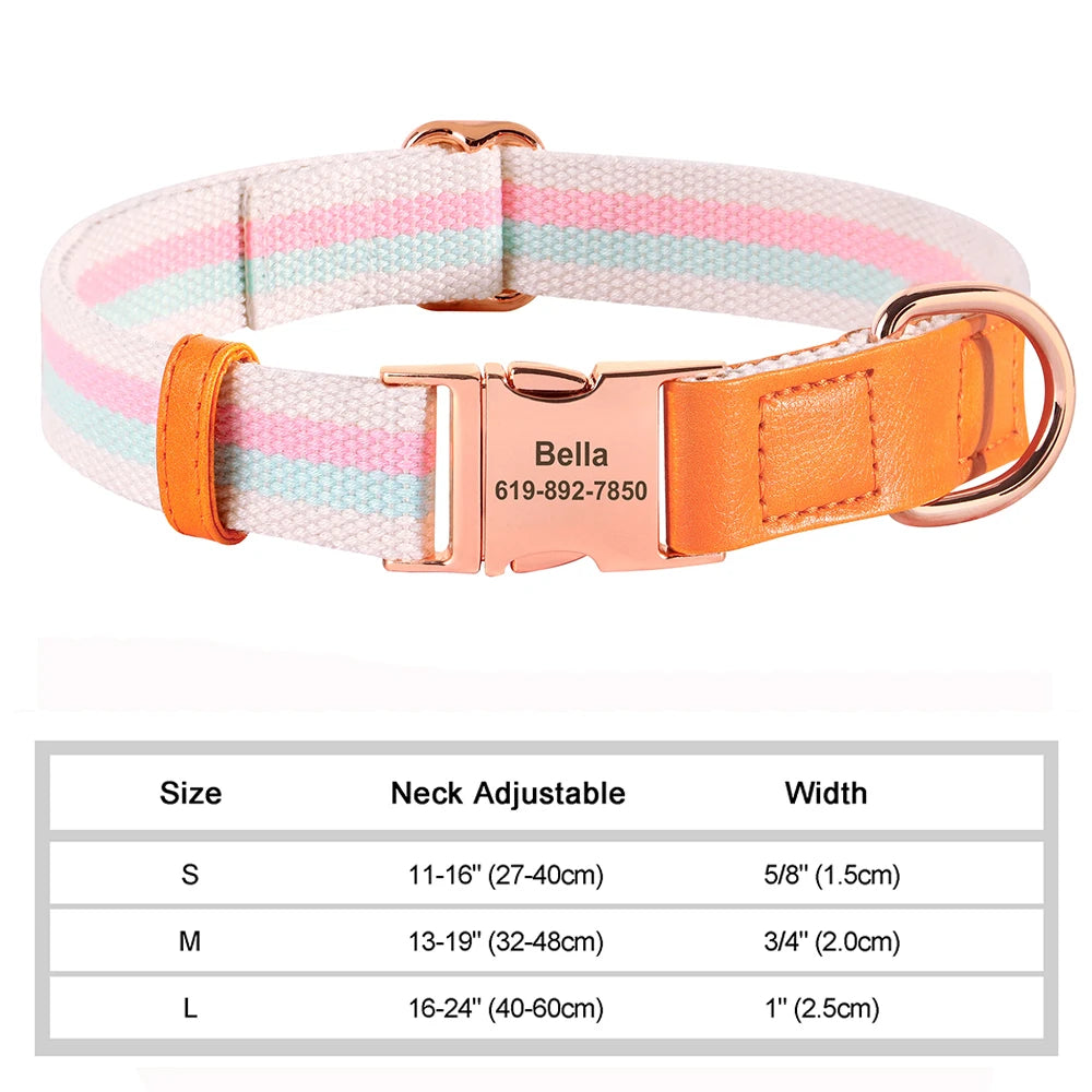 ✨ Personalized Nylon & Leather Dog Collar – Free Custom Engraving Included!