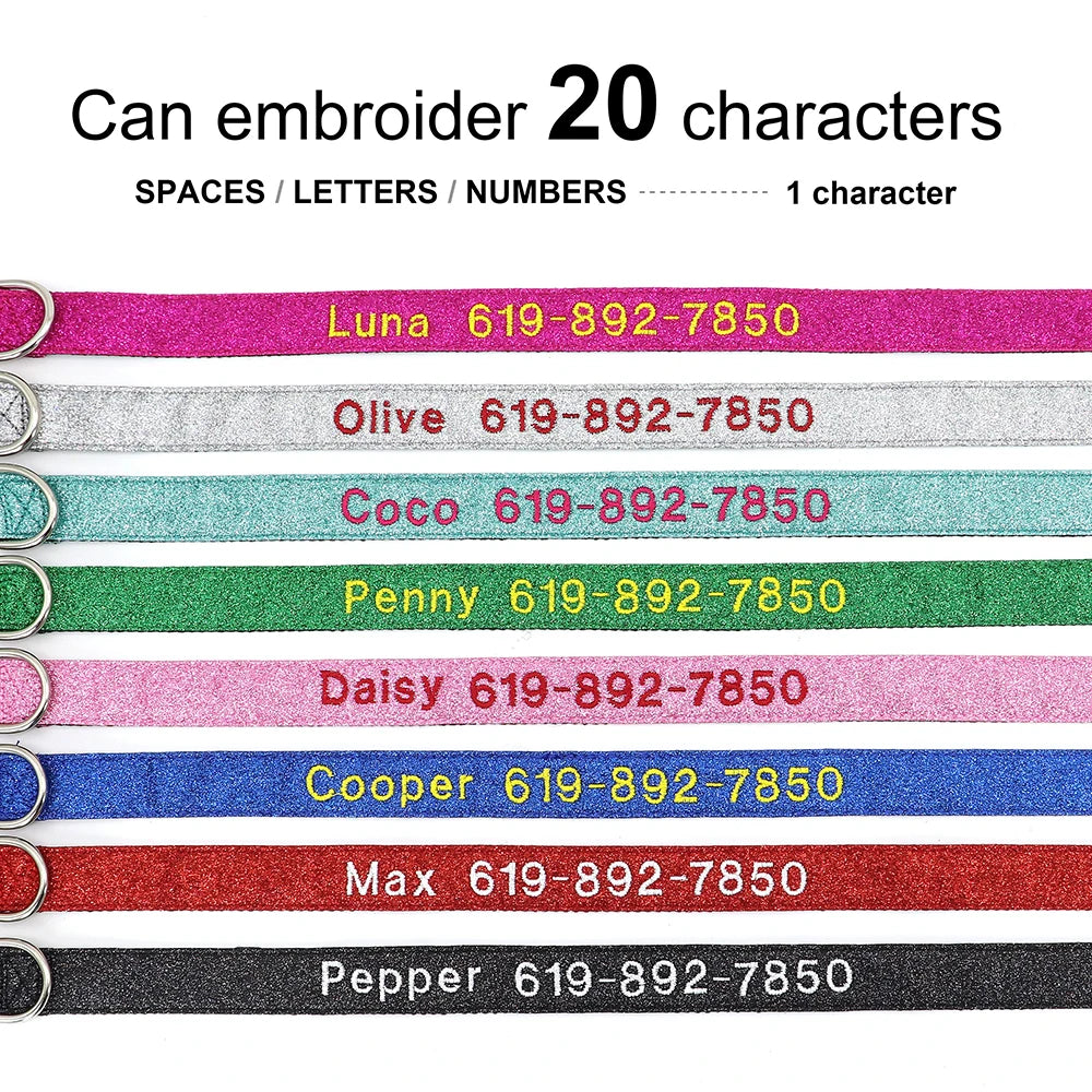 Personalized Embroidered Nylon Dog Collar – Custom Name & Phone ID – For Small, Medium & Large Dogs