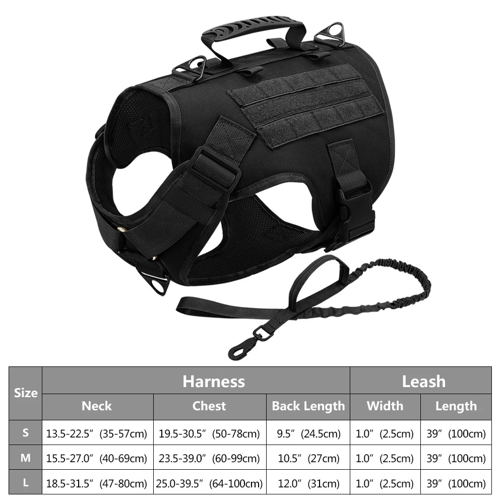 Tactical Dog Harness – No Pull Adjustable Military Training Harness with Handle & Molle System for Medium & Large Dogs