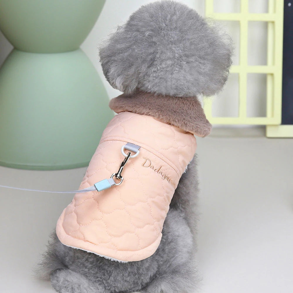Winter Dog Coat with Fur Collar – Waterproof Warm Jacket for Small & Medium Dogs