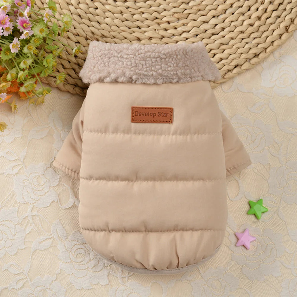 Thick Warm Winter Dog Coat with Fur Collar – Pet Jacket for Chihuahua, Pug, Yorkie, Teddy & More (Small & Medium Dogs, Cats)
