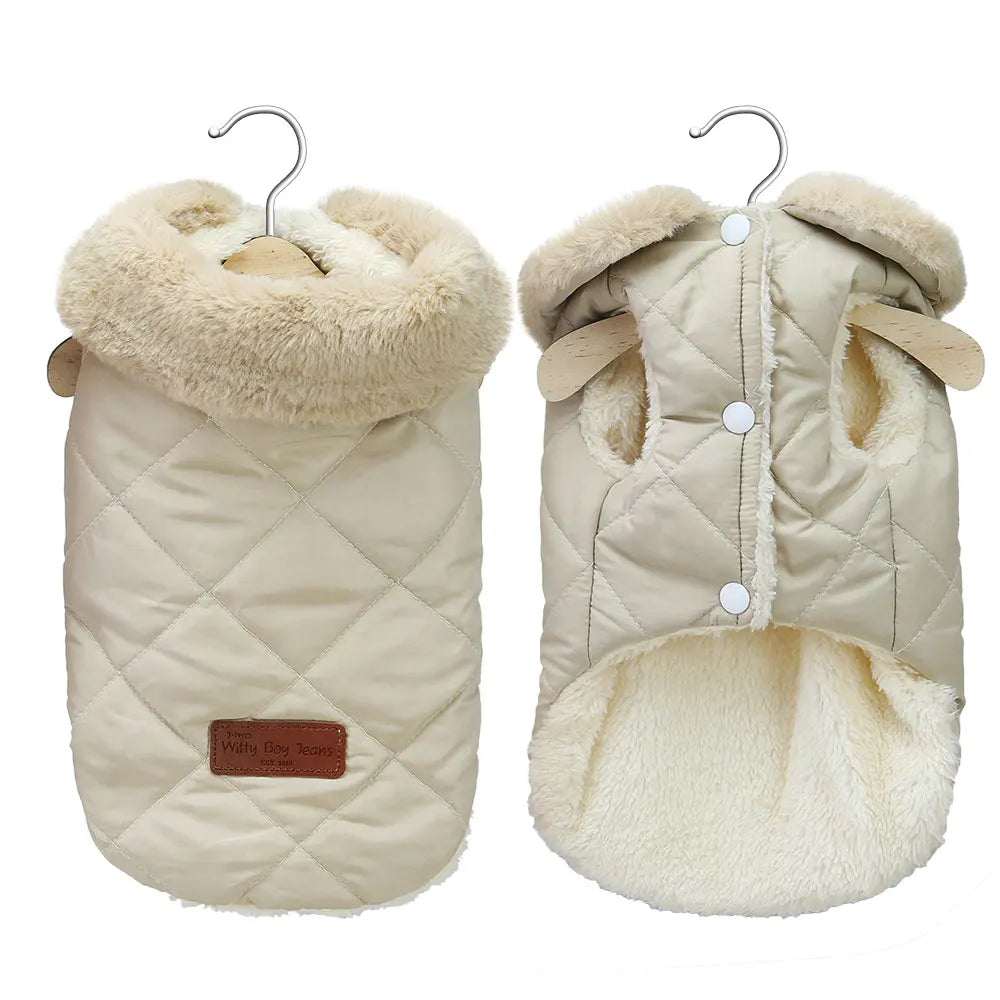Winter Pet Jacket – Super Warm Coat with Fur Collar for Small Dogs