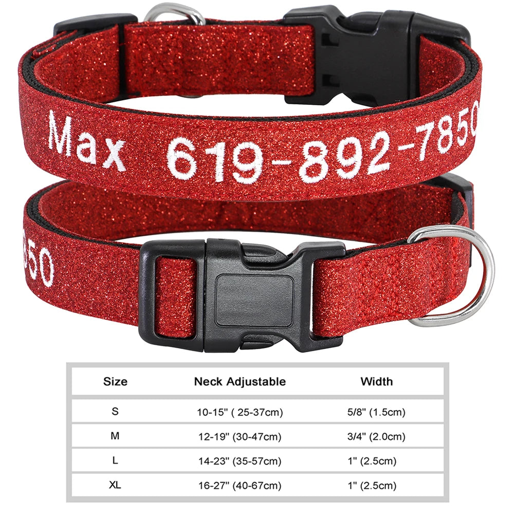 Personalized Embroidered Nylon Dog Collar – Custom Name & Phone ID – For Small, Medium & Large Dogs