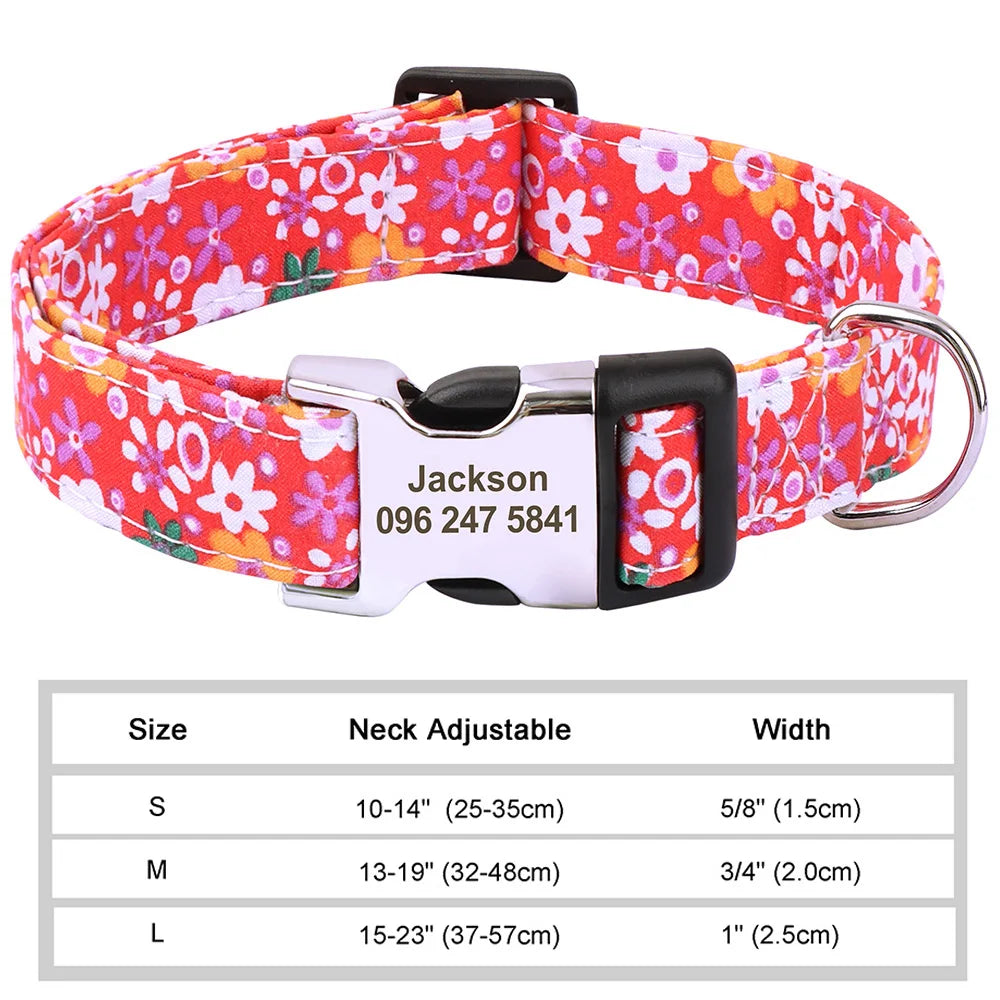 🎨 Personalized Nylon Dog Collar – Free Engraving, Adjustable Fit for Small to Large Dogs