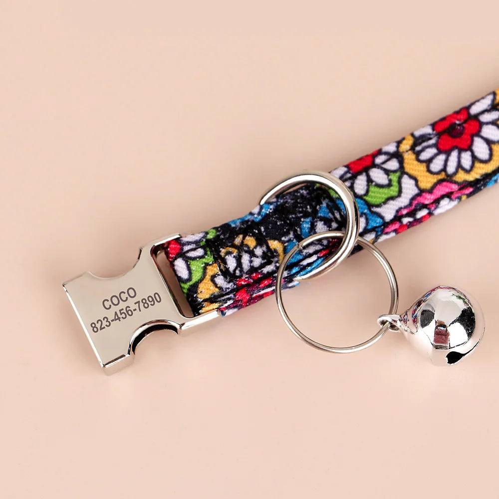 Custom Cat Collar – Personalized ID Collar for Cats &amp; Small Dogs (Free Bell Gift!)