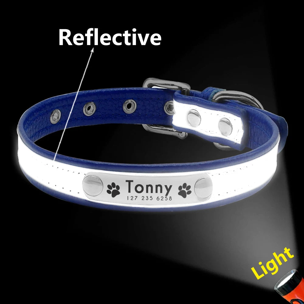 Reflective Personalized Dog Collar with Free Engraving – Adjustable for Small & Medium Pets