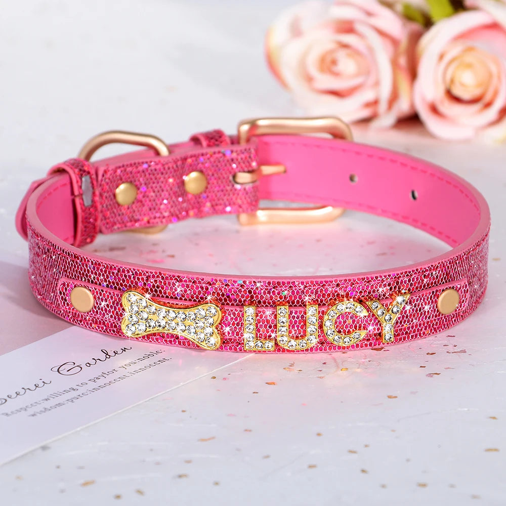 ✨ Personalized Bling Rhinestone Dog Collar – For Small Dogs & Cats ✨