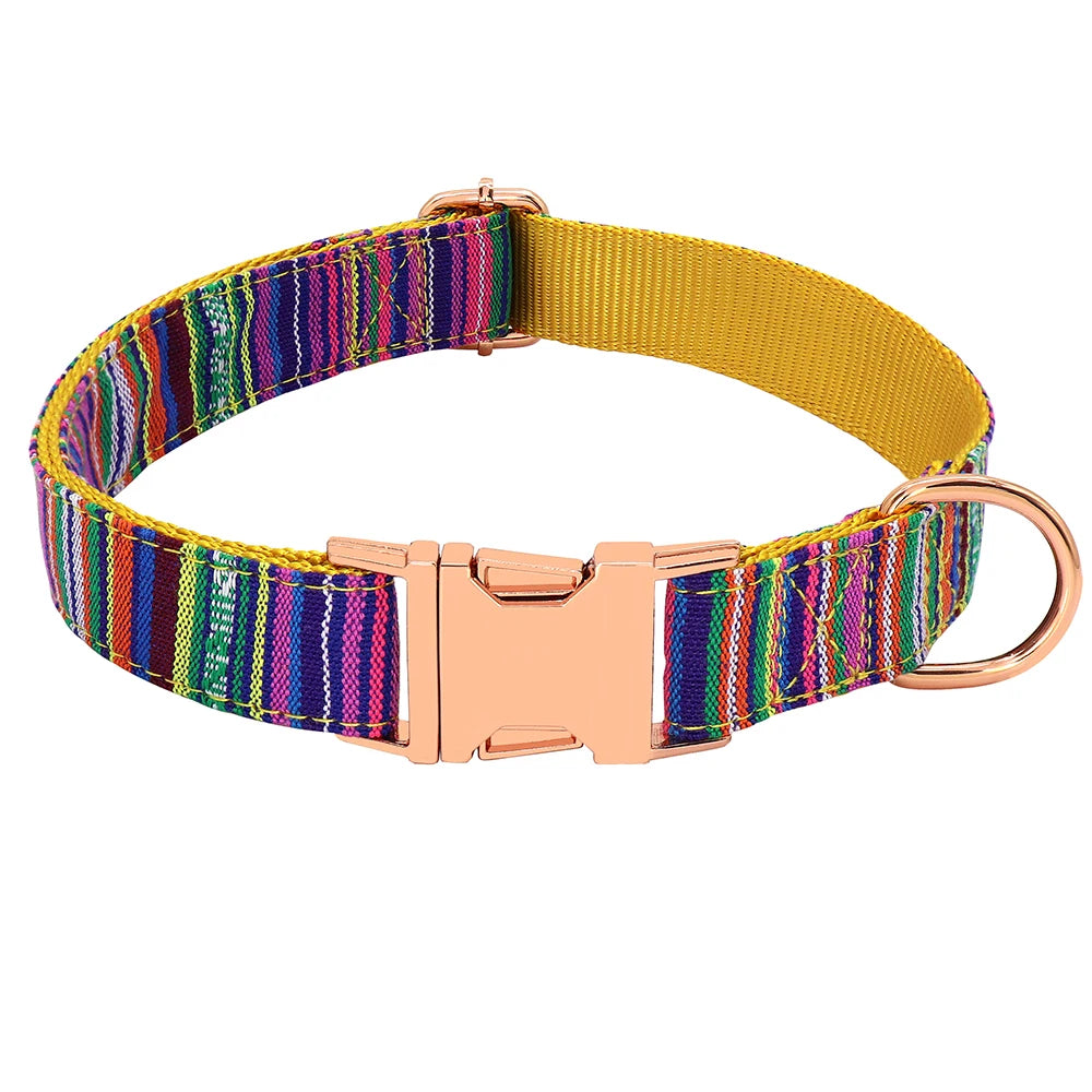 Nylon Dog Collar Colorful Pet Buckle Collar Anti-lost Nameplate ID Tag Adjustable For Small Medium Large Dogs S-L