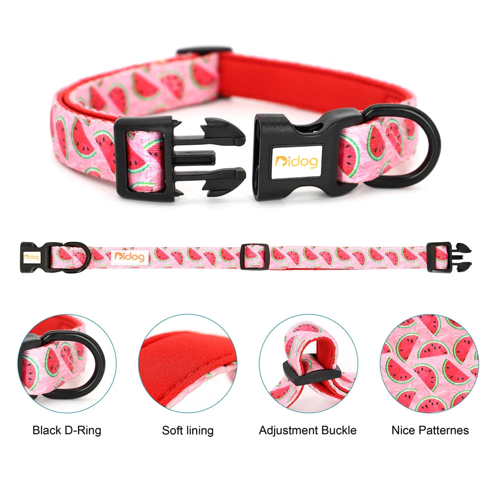 Nylon Custom Dog Collar & Leash Set with Personalized Leather Nameplate – Adjustable ID Tag for Small, Medium & Large Dogs