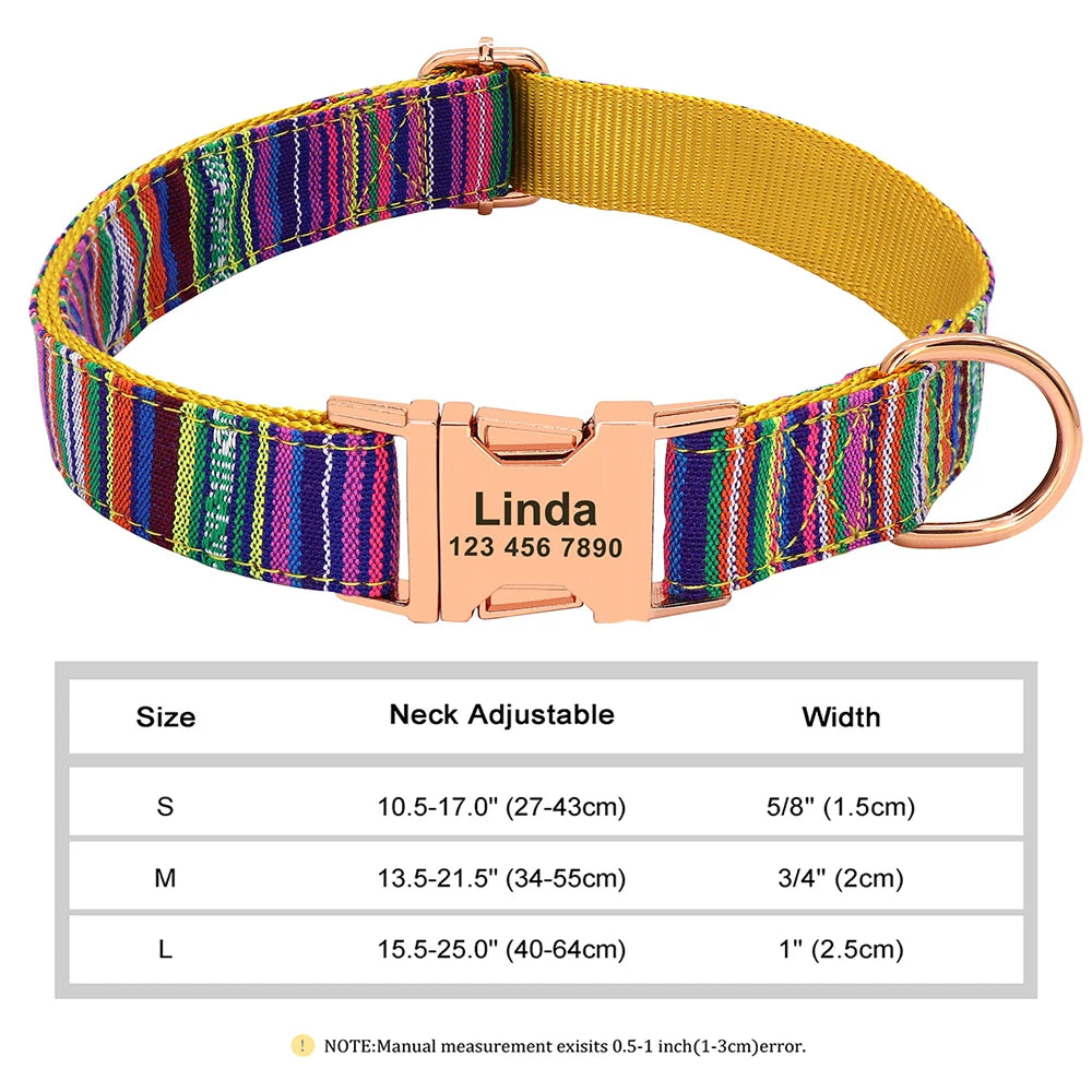 Personalized Dog Collar – Nylon Printed with Free Engraved ID Tag