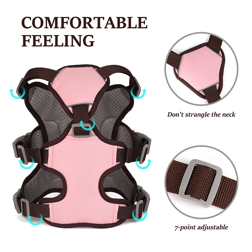 Reflective Dog Harness Vest – No Pull Nylon Adjustable Pet Harness with Double Handles for Small & Medium Dogs (Pitbull, French Bulldog)