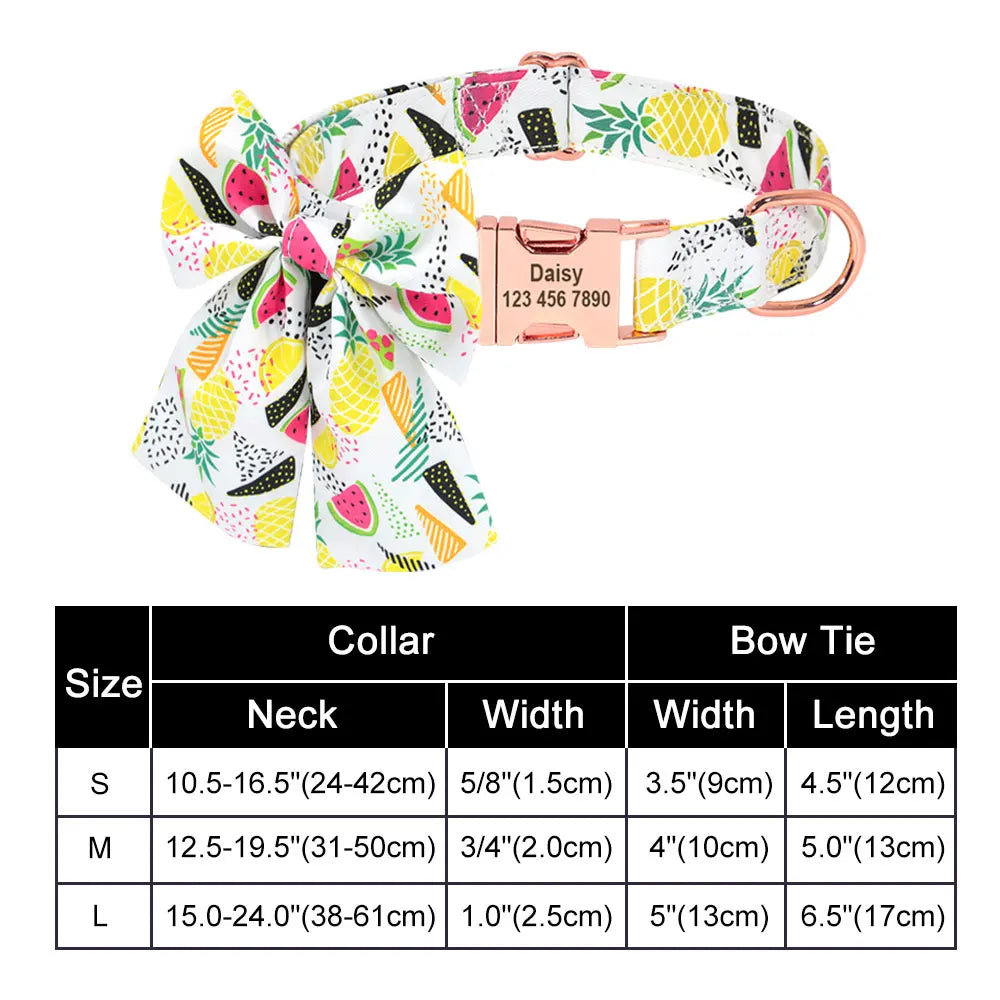✨ Personalized Nylon Bowknot Dog Collar – Custom Printed Name Tag for Small & Medium Dogs ✨