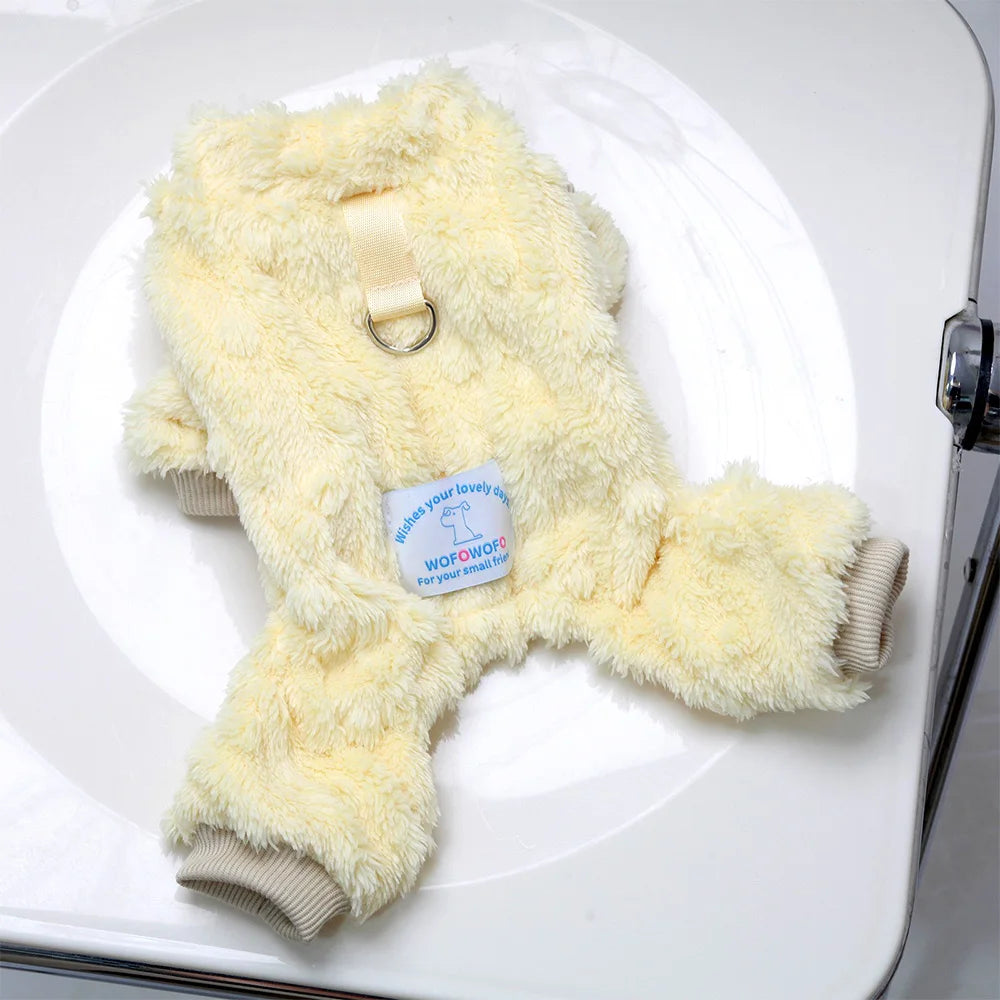 Soft Fleece Dog Jumpsuit – Warm Winter Outfit for Small Dogs & Cats