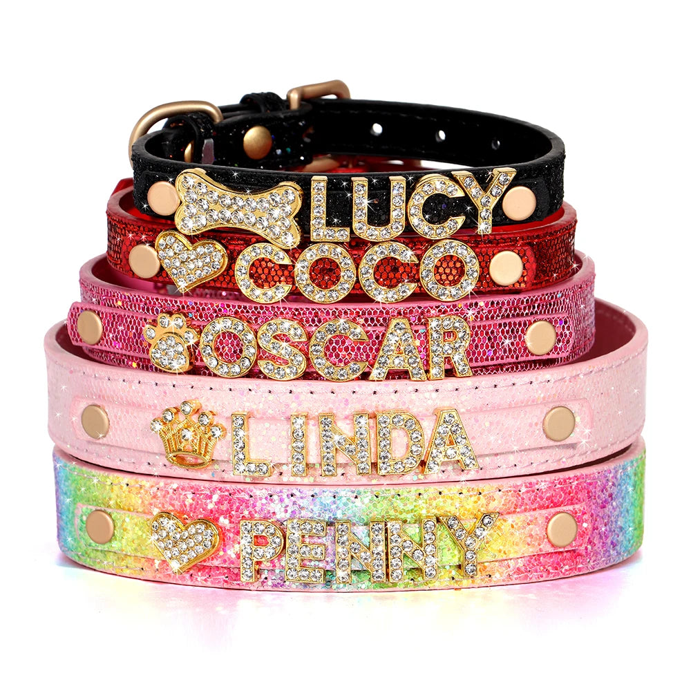 ✨ Personalized Bling Rhinestone Dog Collar – For Small Dogs & Cats ✨