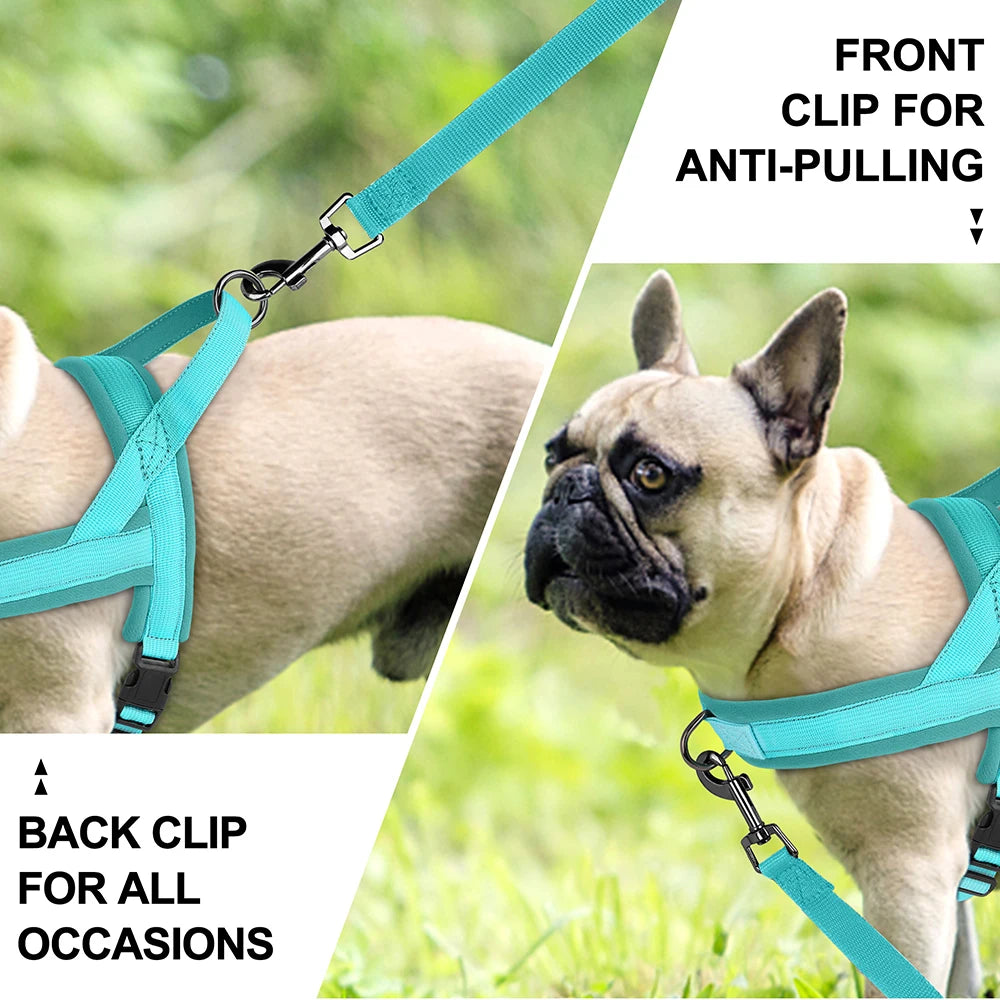 Nylon Padded Dog Harness Vest – Adjustable No Pull Soft Pet Harness for Small & Medium Dogs (French Bulldog, Chihuahua, Puppy, Cat Vest)