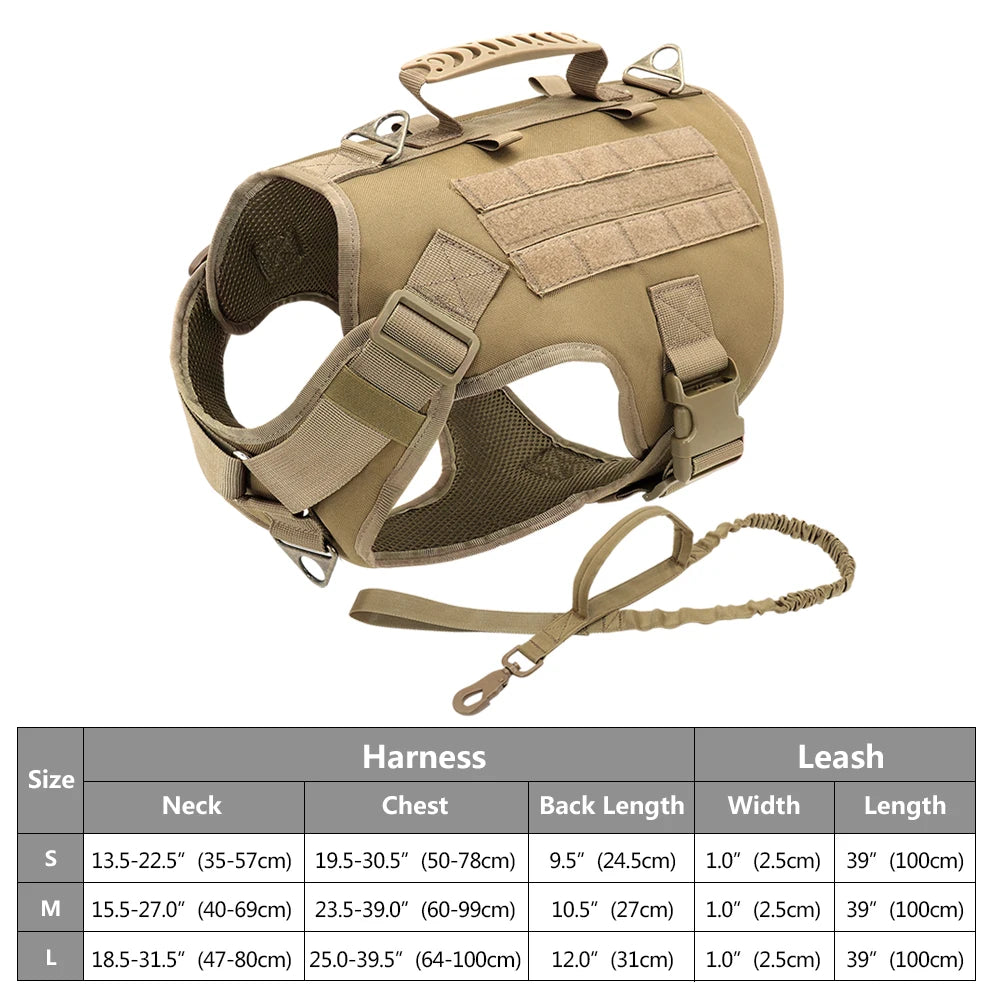 Tactical Dog Harness – No Pull Adjustable Military Training Harness with Handle & Molle System for Medium & Large Dogs
