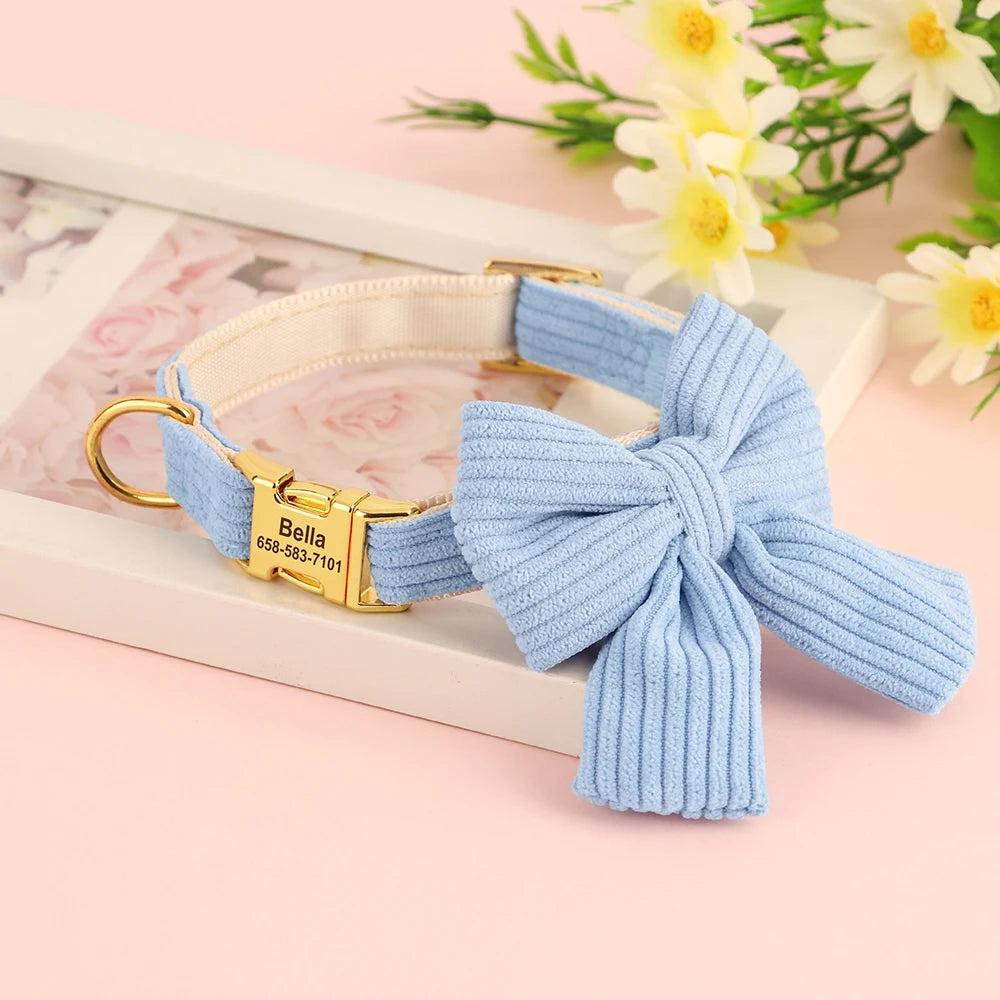 🎀 Personalized Dog Collar with Big Bowtie – Cute, Stylish & Custom Engraved