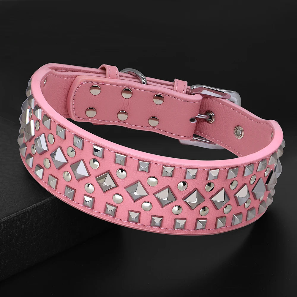 Luxurious Leather Spiked Dog Collar – Adjustable for Medium & Large Dogs