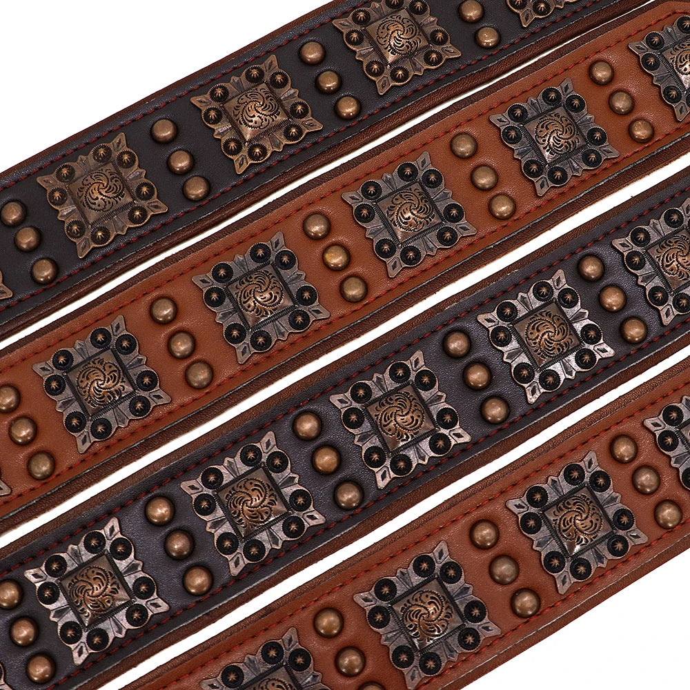 Durable Spiked Genuine Leather Dog Collar for Medium & Large Dogs – Pitbull Bulldog Adjustable Pet Collar