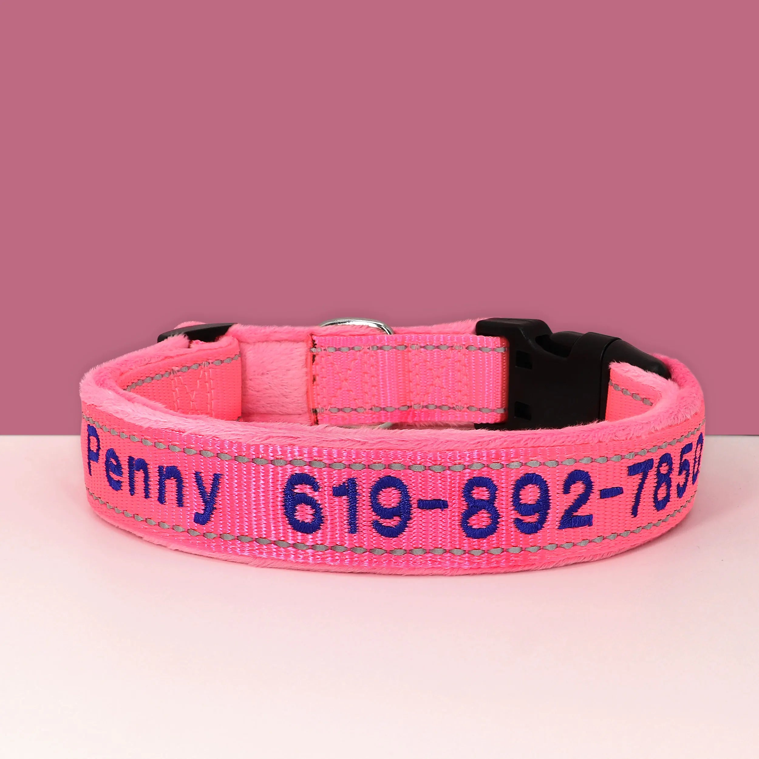 Personalized Embroidered Dog Collar – Reflective Nylon Adjustable ID Collar with Custom Name & Phone Number for Small, Medium & Large Dogs