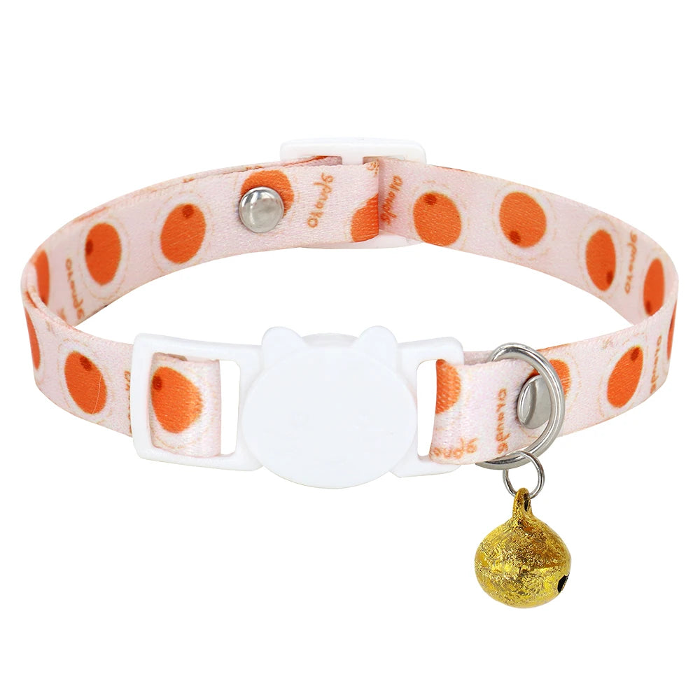 Cute Fruit Print Cat Collar with Bell – Adjustable Quick Release Safety Collar for Cats & Kittens