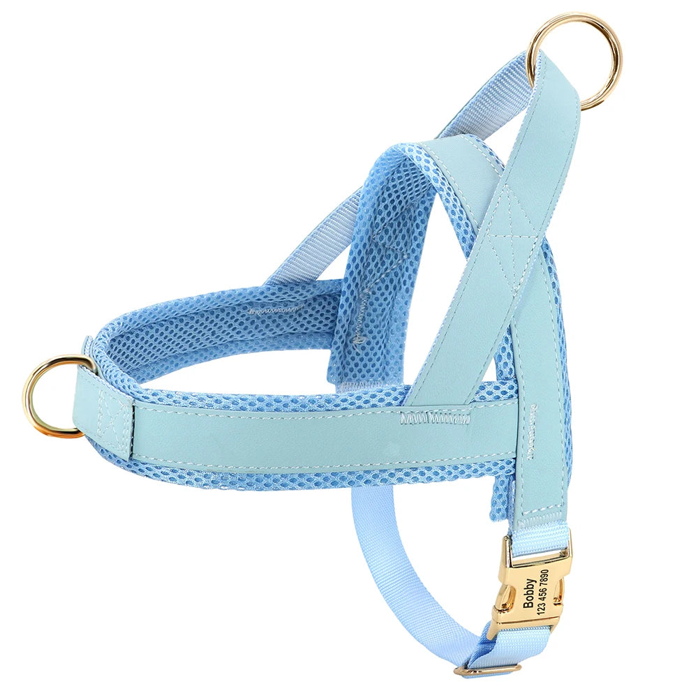 Personalized Nylon Dog Harness – No Pull Adjustable Vest with Free Engraving for Medium & Large Dogs