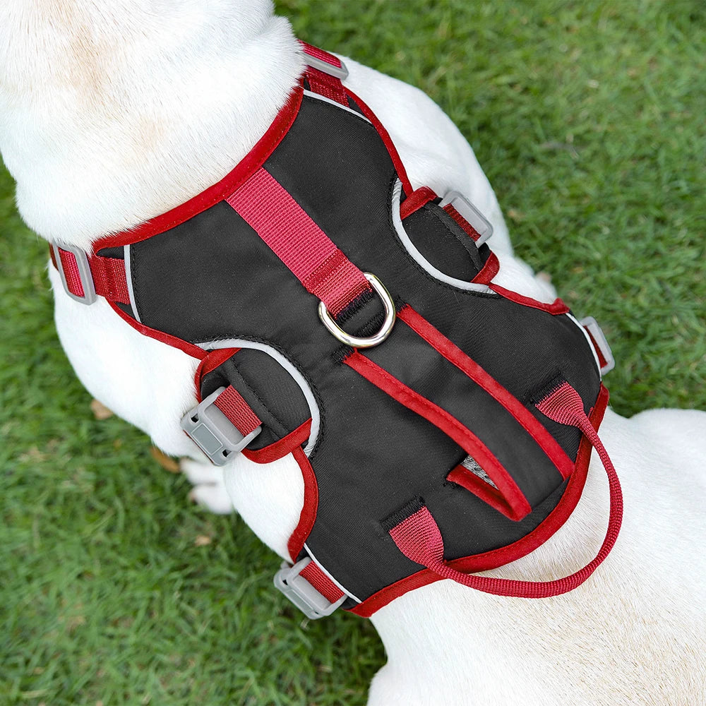 Reflective Dog Harness Vest – No Pull Nylon Adjustable Pet Harness with Double Handles for Small & Medium Dogs (Pitbull, French Bulldog)