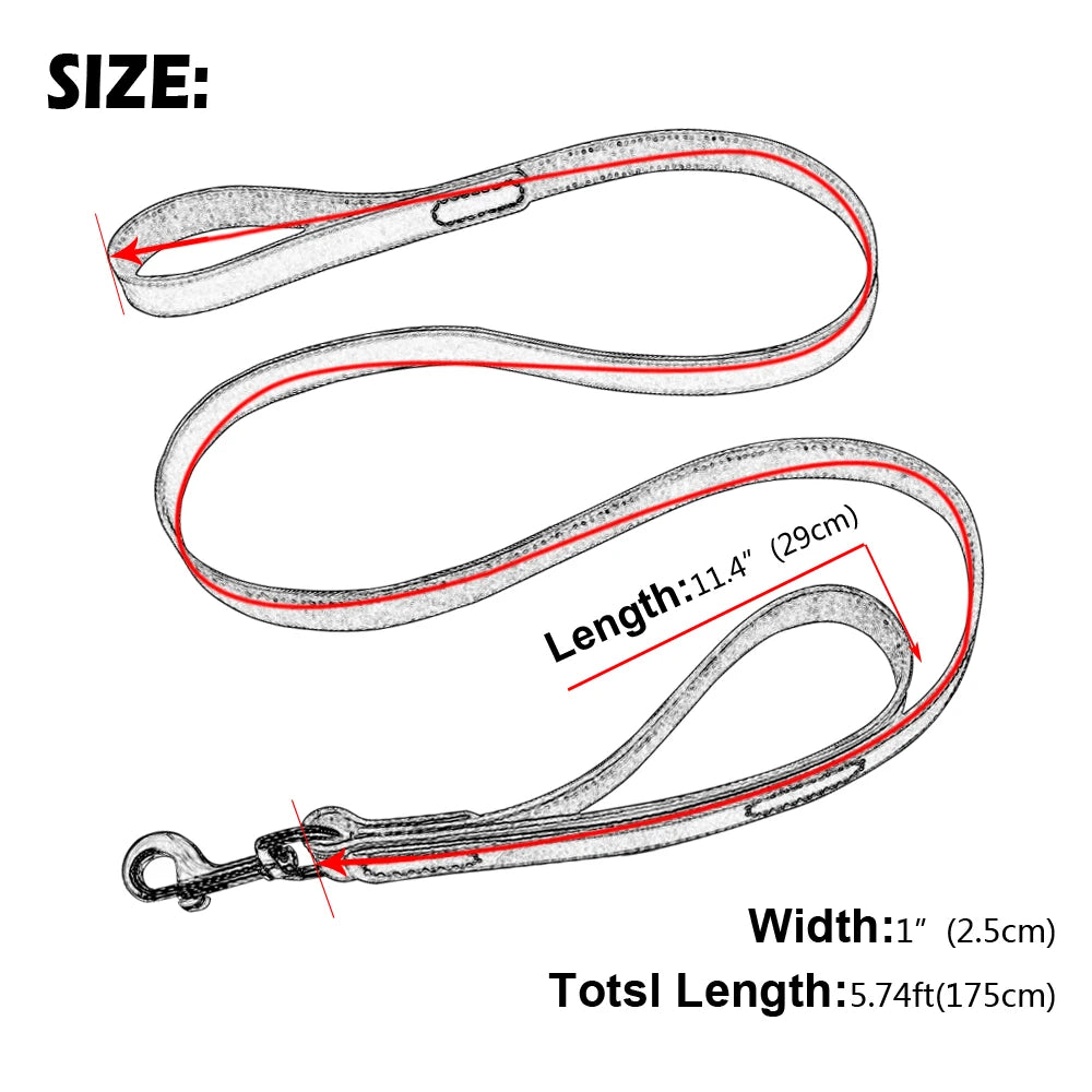 Genuine Leather Dog Leash – Double Handle Training & Walking Lead for Medium & Large Dogs