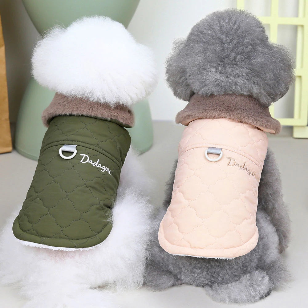 Winter Dog Coat with Fur Collar – Waterproof Warm Jacket for Small & Medium Dogs