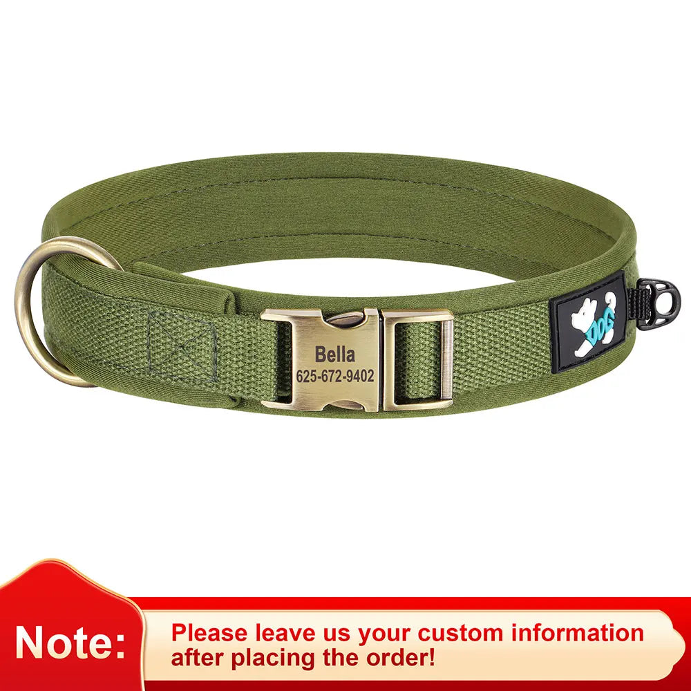 Personalized Nylon Dog Collar – Adjustable Soft Padded Pet ID Collar for Small, Medium & Large Dogs