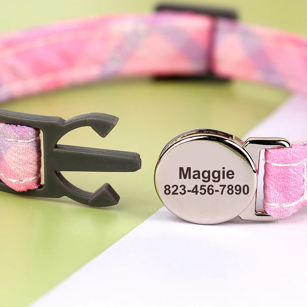 Personalized Cat & Dog Collar with Bell – Custom Engraved ID Tag, Adjustable Pet Collar for Small Dogs & Cats